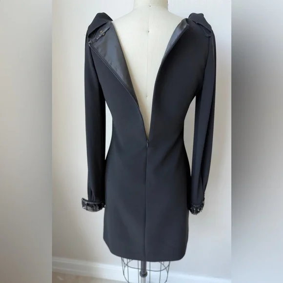 Vintage Elie Tahari Black Long Sleeve Dress with Embellished Cuffs Size 4 - Picture 7 of 17